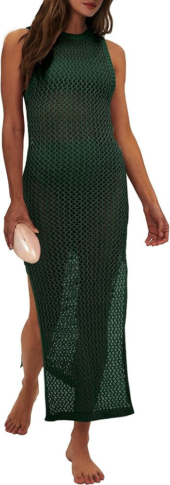 ANRABESS Womens Swimsuit Cover Up Summer Sleeveless Hollow Knit Bikini Swimwear Bathing Suit Cove... | Amazon (US)