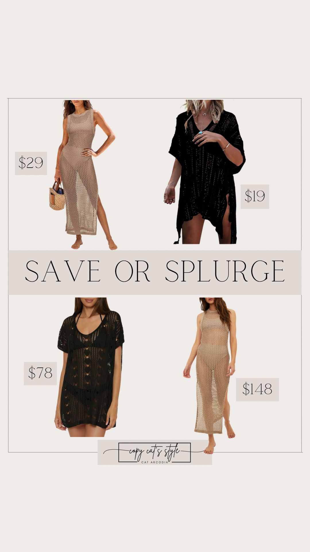 Save or splurge on swimsuit coverups! Amazon look for less swimsuit coverups. Crochet coverups, knit coverups, swimsuit coverups.  

#LTKStyleTip #LTKSwim #LTKFindsUnder50