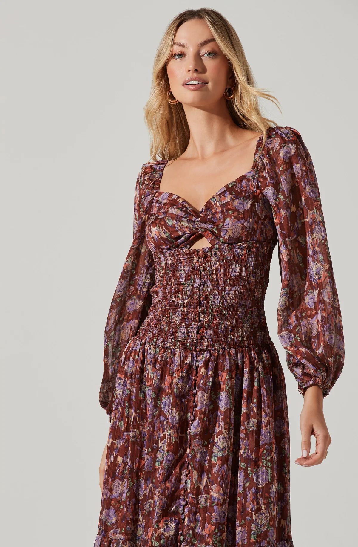 Arlette Floral Sweetheart Long Sleeve Maxi Dress | ASTR The Label (US)