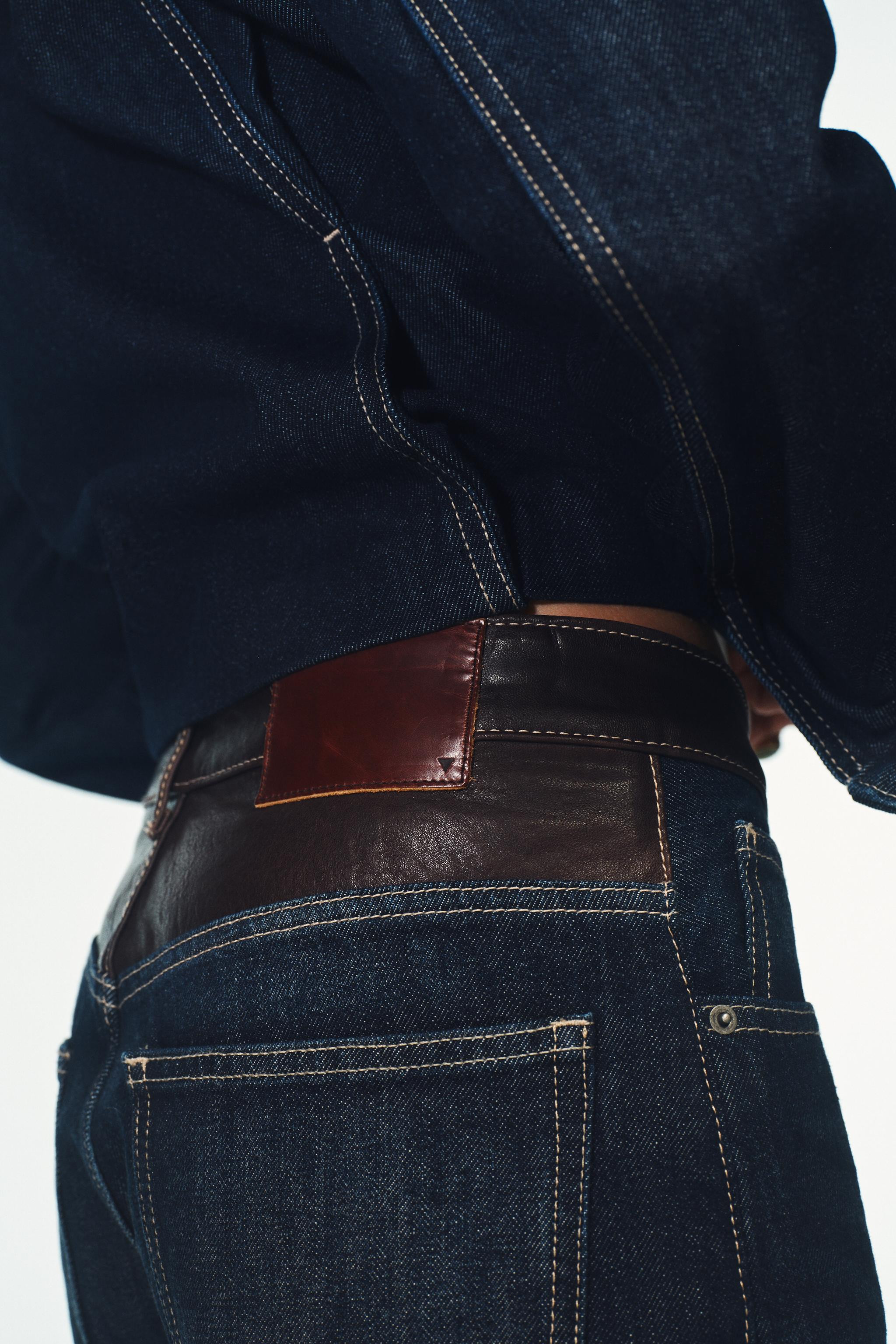 TRF HIGH WAIST STRAIGHT WIDE LEATHER JEANS | Zara US