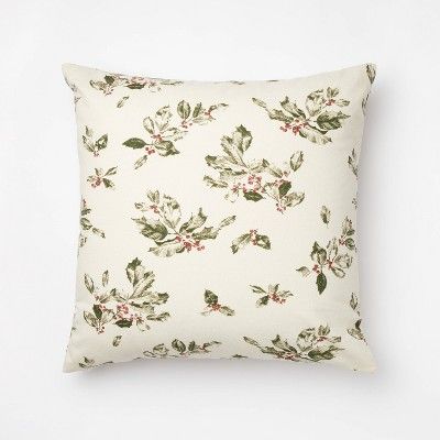 Oversized Mistletoe Square Throw Pillow Cream/Green - Threshold™ designed with Studio McGee | Target