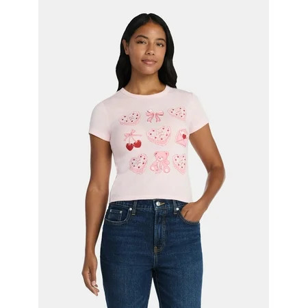Valentine s Day Women’s Classic Cake Graphic Tee with Short Sleeves Sizes XXS-XXL | Walmart (US)