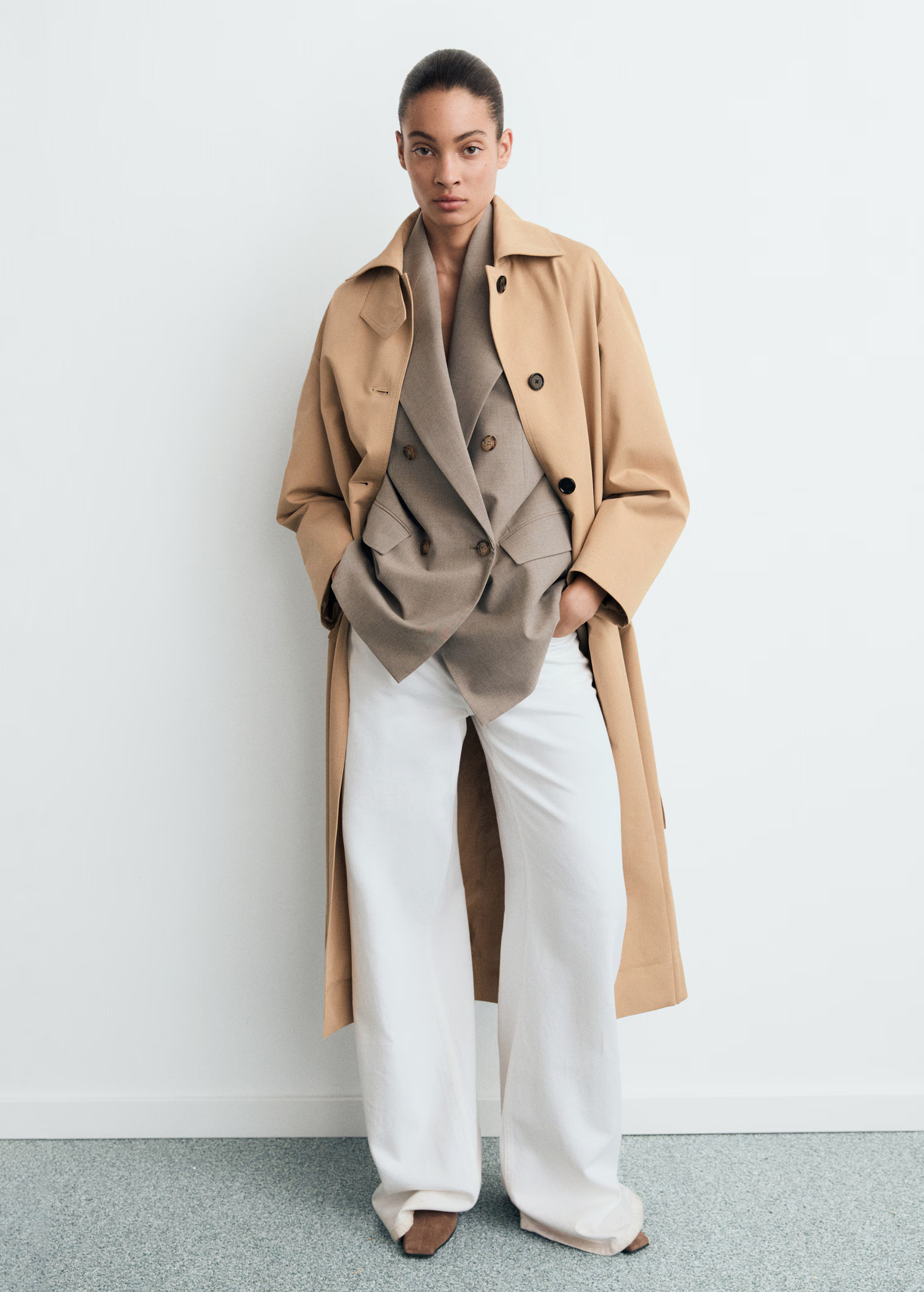Belt long trench - Women | MANGO United Kingdom | MANGO (UK)