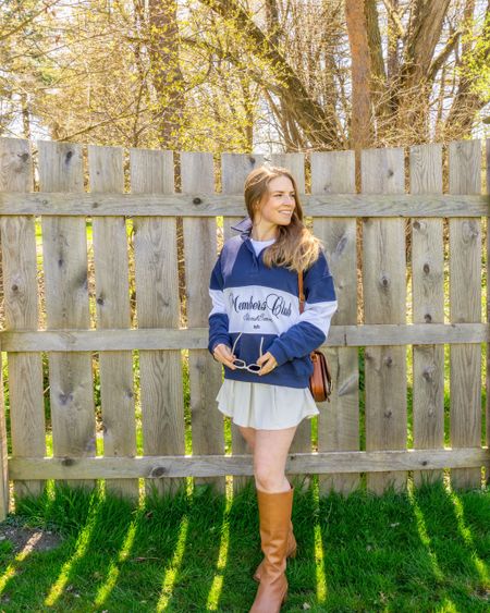 Preppy, prep, ootd, spring outfit, spring fit, pleated skirt, pullover, collared pullover, small brand, tall boots

#LTKfindsunder100 #LTKfindsunder50 #LTKshoecrush