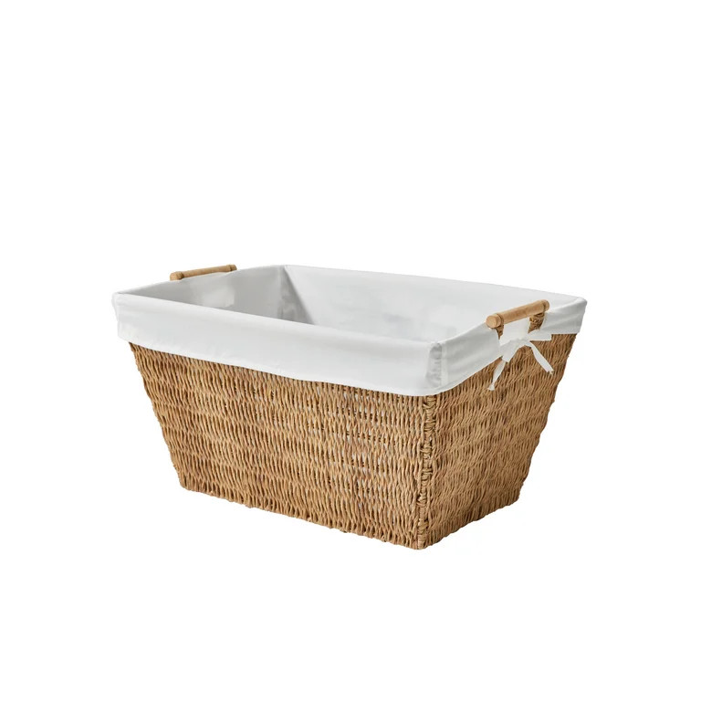 Better Homes & Gardens Resin Poly Rattan Laundry Basket with Liner, Adult | Walmart (US)