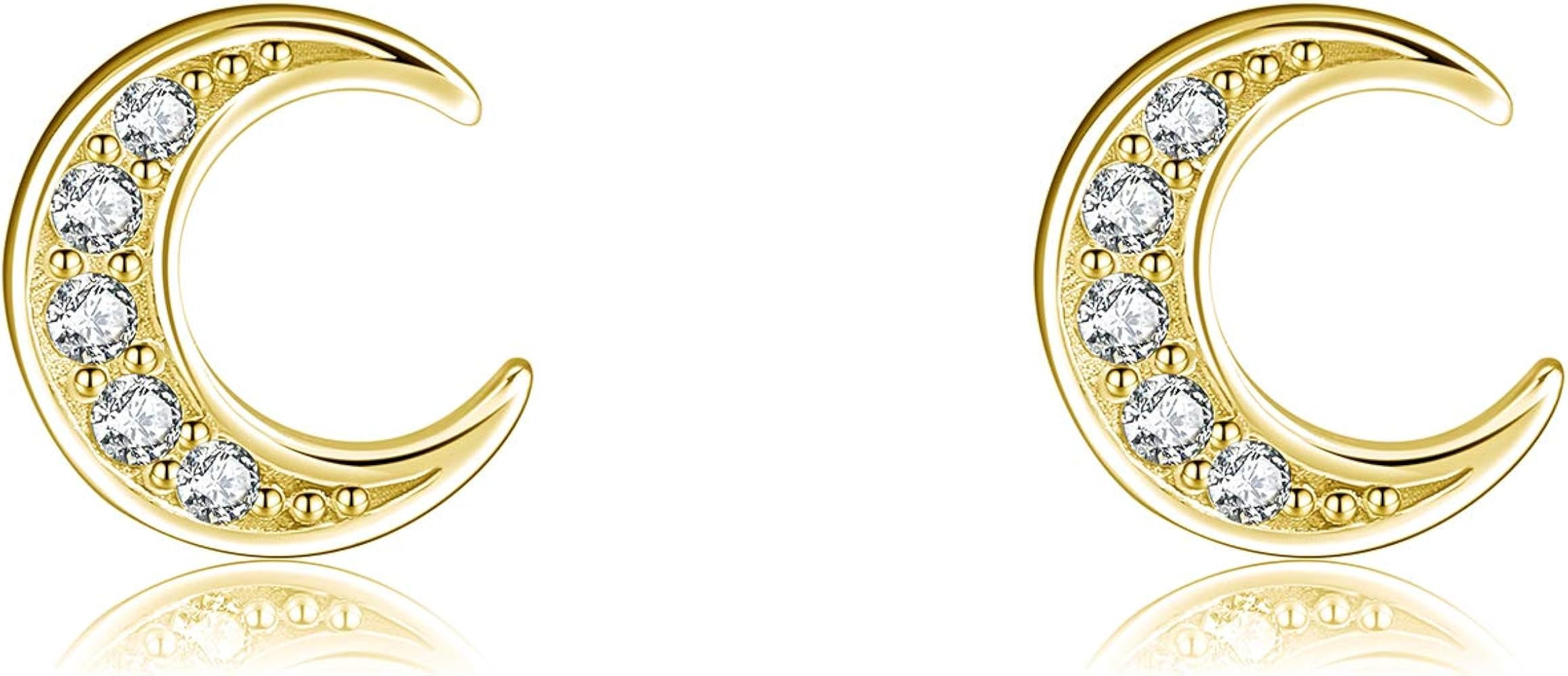 925 Sterling Silver Small Moon Star Heart Stud Earrings,Dainty Hypoallergenic Earring for Women G... | Amazon (US)