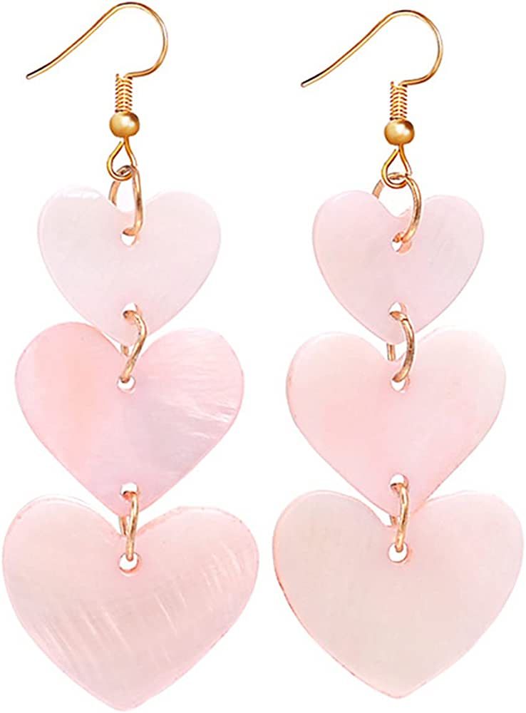 coadipress Acrylic Love Heart Earrings for Women Teen Girls Unique Lightweight Geometric Resin Th... | Amazon (US)