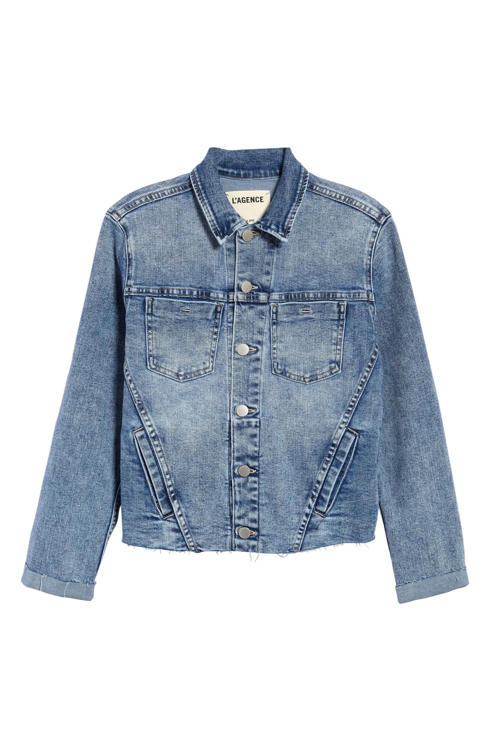 Janelle Slim Raw Edge Denim Jacket | Nordstrom