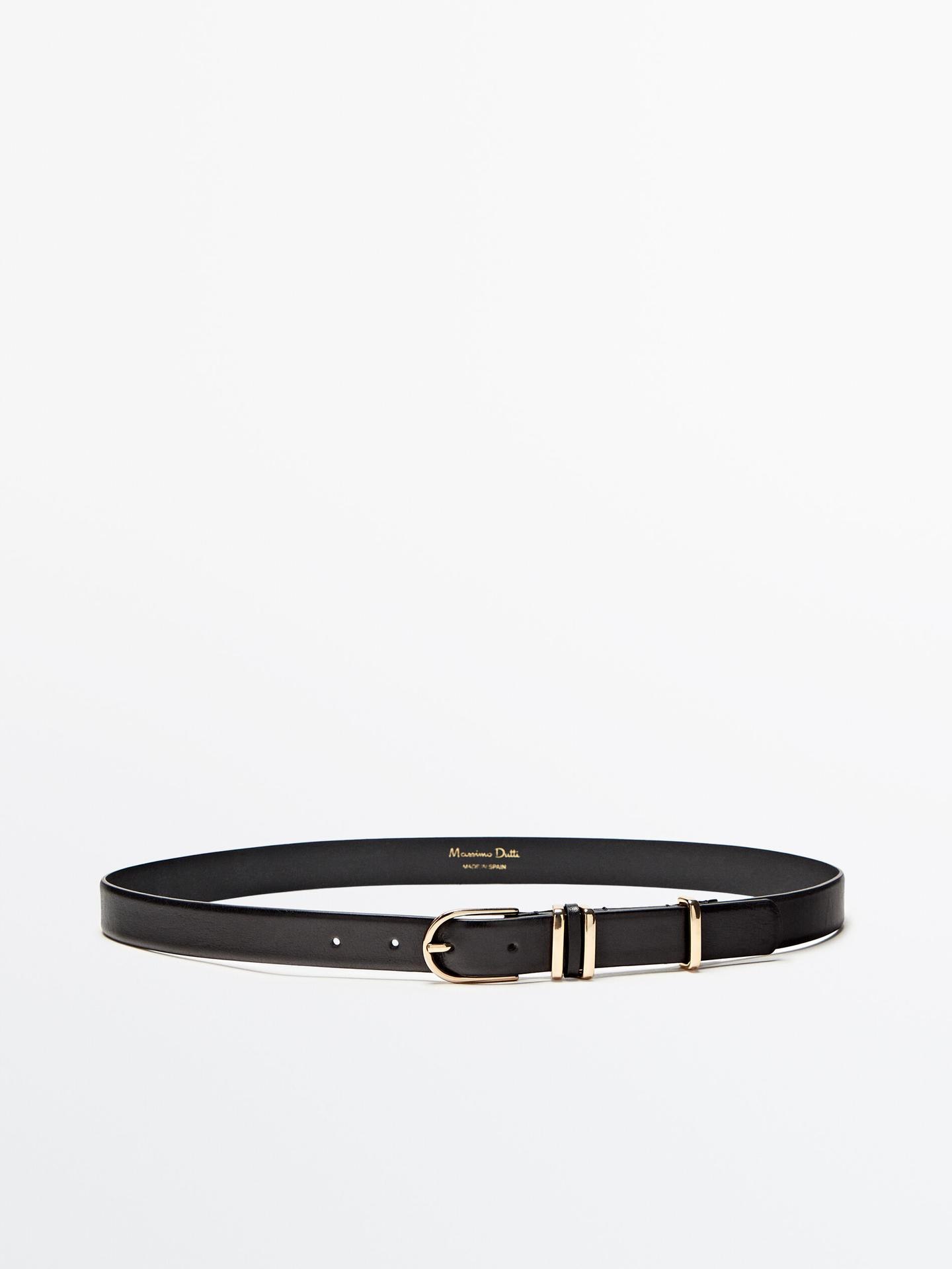 Leather belt with triple belt loop | Massimo Dutti US