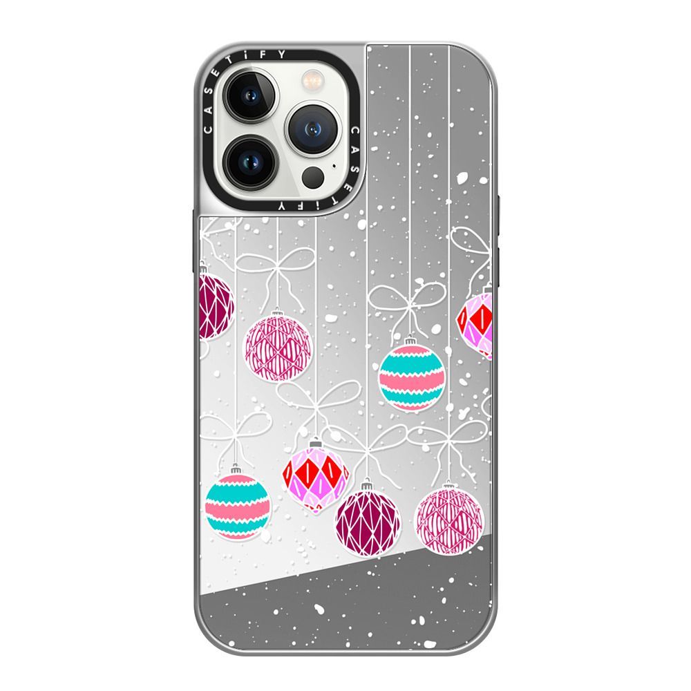 Girly Pink Teal Glam Christmas Ornaments and Snow Fall | Casetify