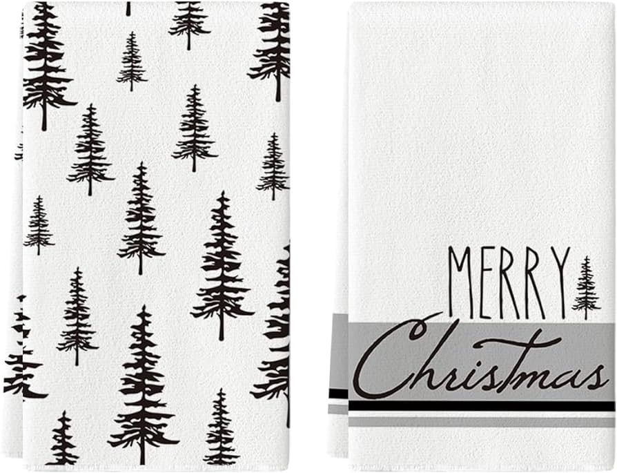 Artoid Mode Grey Xmas Trees Merry Christmas Kitchen Towels Dish Towels, 18x26 Inch Daily Seasonal... | Amazon (US)