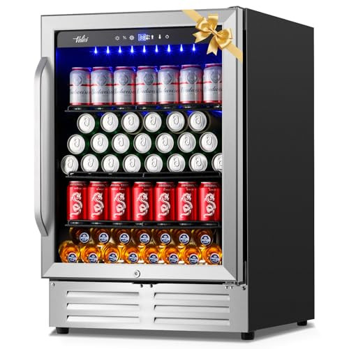 Velieta 24 Inch Beverage Refrigerator Cooler,210 Cans Wide Beverage and Beer Fridge with Glass Door and Powerful Cooling Compressor, Built-in/Freestanding Drink Fridge for Kitchen, Bar or Office | Amazon (US)