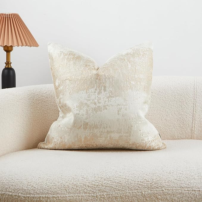 Throw Pillow Covers Cases Soft Decorative Accent Cream Gold Beige Cushion Covers for Living Room ... | Amazon (US)