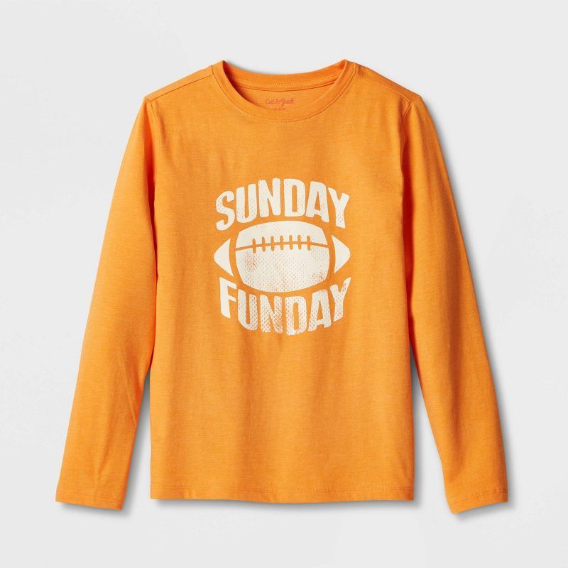 Boys' 'Sunday Funday' Long Sleeve Graphic T-Shirt - Cat & Jack™ Orange | Target