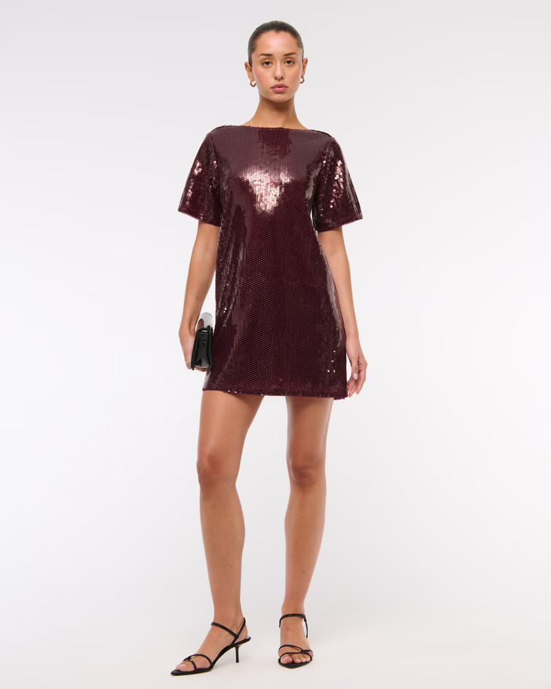 Sequin Tee Shift Mini Dress | Abercrombie & Fitch (US)