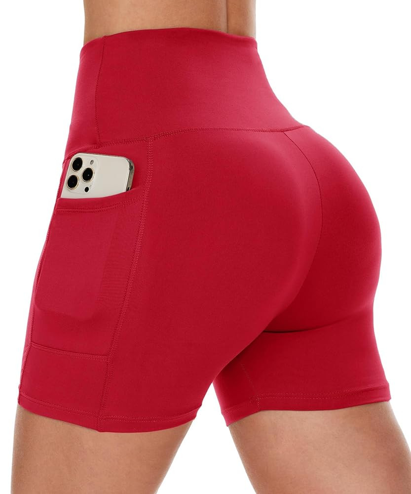 CAMPSNAIL Biker Shorts Women with Pockets - 3"/5"/8" High Waisted Workout Spandex Tummy Control G... | Amazon (US)