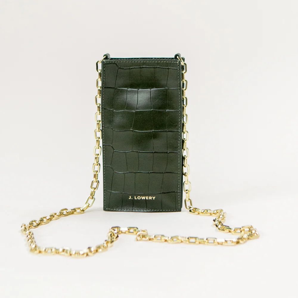 J. LOWERY PHONE POUCH| Green Croc | J. LOWERY