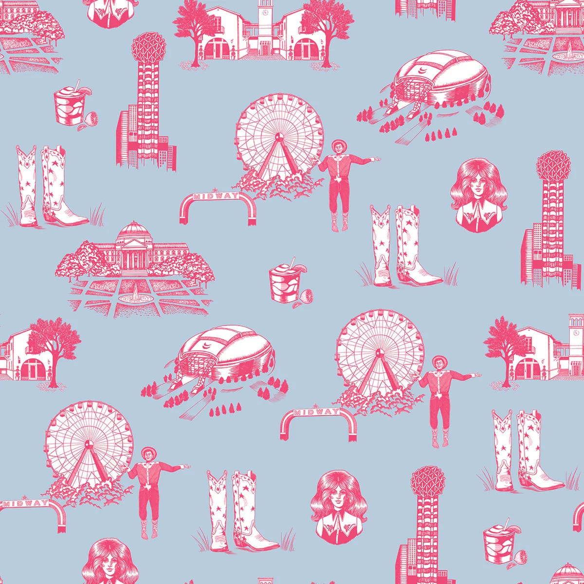 Dallas Toile Traditional Wallpaper | Colorful Prints, Wallpaper, Pajamas, Home Decor, & More | Katie Kime Inc