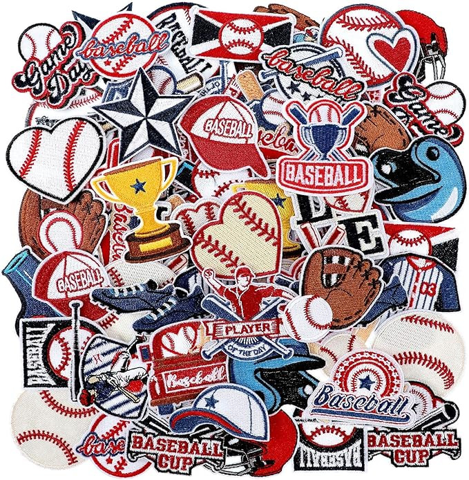 72 Pcs Baseball Iron on Patches Chenille Embroidered Baseball Patches 36 Style Iron on Hat Patch ... | Amazon (US)