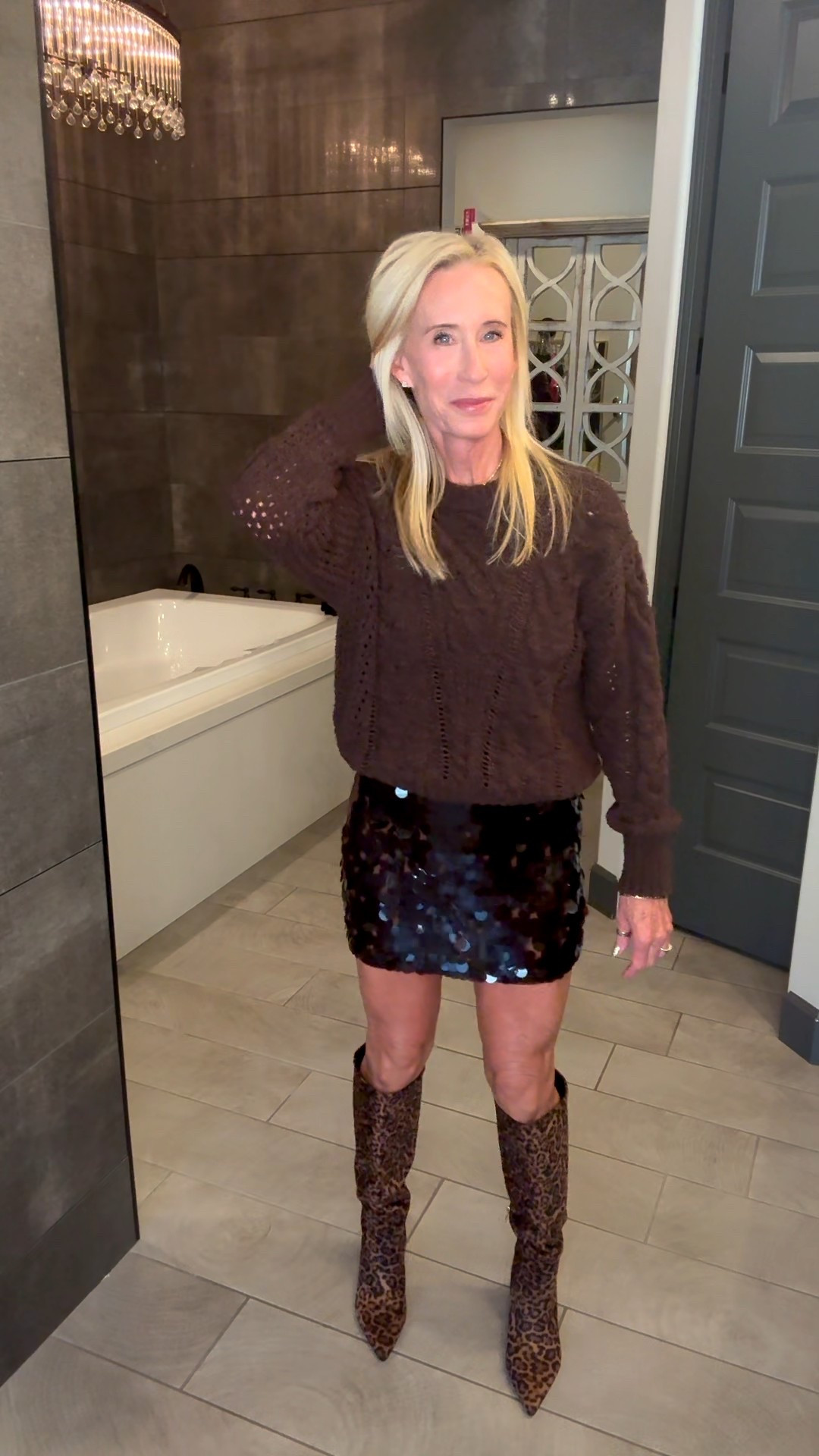 Fun cozy chic chocolate brown look. 
I’m an XS and 7.5 

#LTKHoliday #LTKFindsUnder50 #LTKOver40