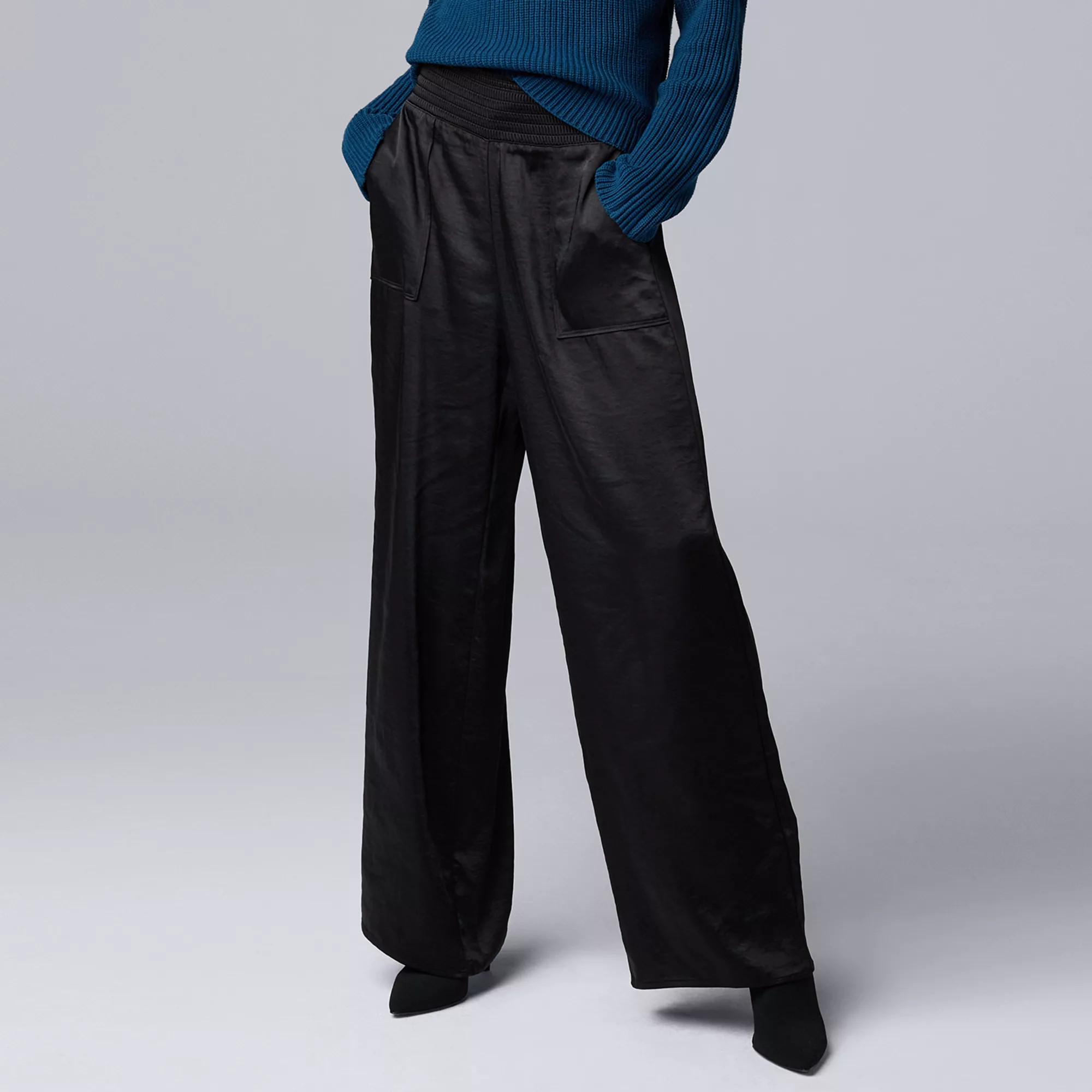 Women's Simply Vera Vera Wang Satin Wide Leg Pull-On Pants | Kohl's