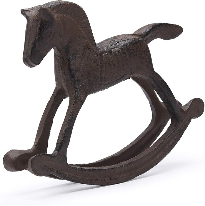 BRASSTAR Cast Iron Rocking Horse Statue 6.3” Garden Home Office Desk Decor Collection Childlike... | Amazon (US)