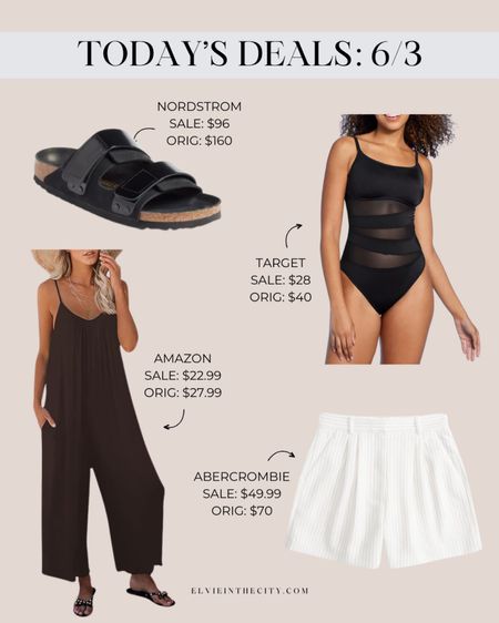 Today’s deals include Birkenstock sandals from Nordstrom, a one piece swimsuit from Target, an Amazon jumpsuit, and Abercrombie trouser shorts. 

Ootd, daily deal, fashion over 40, beach outfit, summer outfit, Vacation outfit, resort wear 

#LTKfindsunder50 #LTKsalealert #LTKfindsunder100