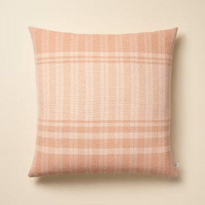 24"x24" Tonal Plaid Square Throw Pillow Blush - Hearth & Hand™ with Magnolia | Target