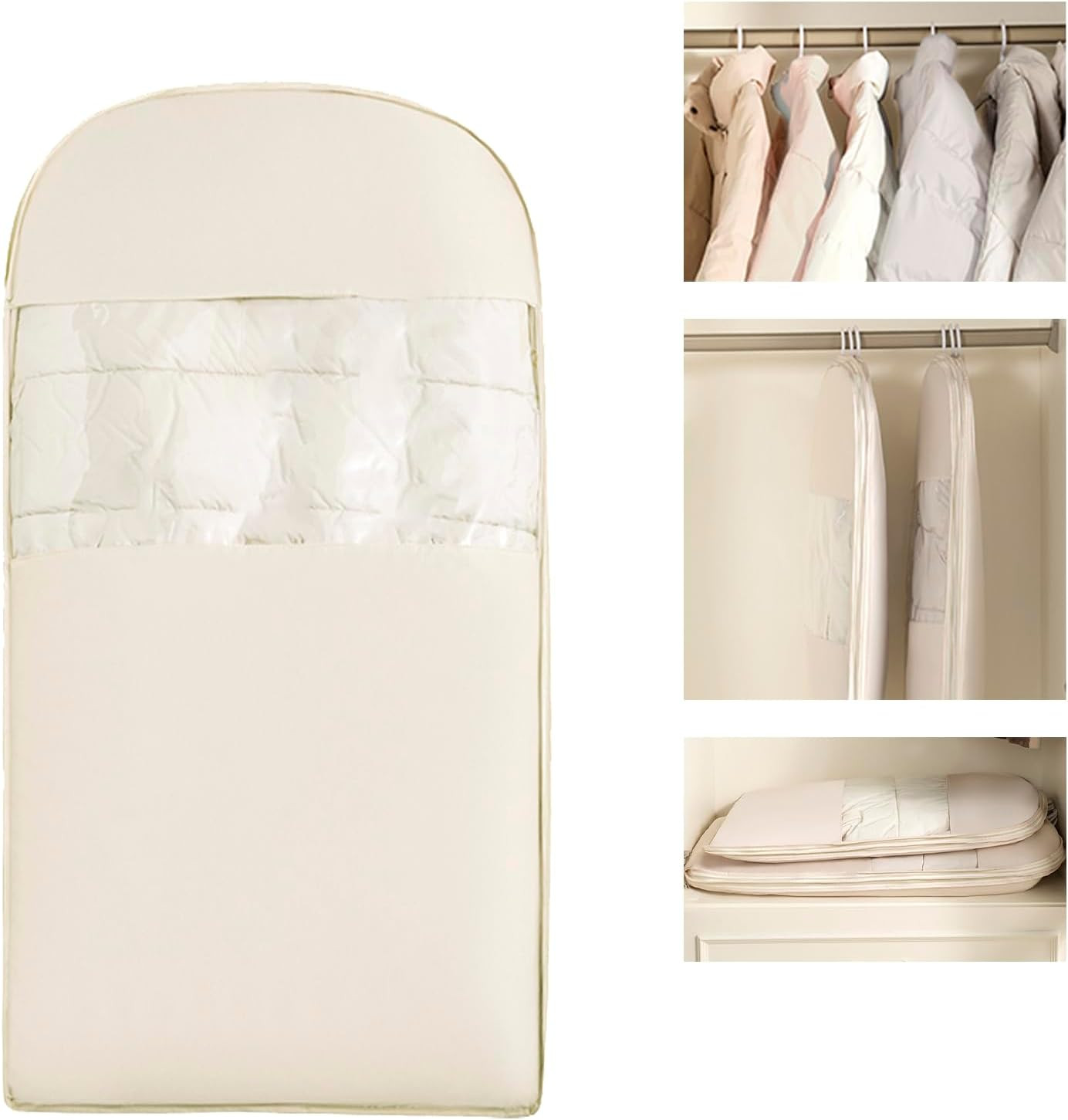 Space Saving Hanging Garment Bag with Self Compression Zipper。 | Amazon (US)