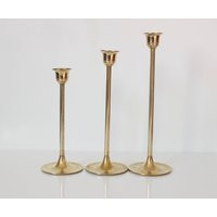 Brass Candlestick Holders / Mid Century Modern Tulip Brass Candleholders / Vintage Brass Candle Stick Holders / Graduated Sizes / Boho Brass | Etsy (US)