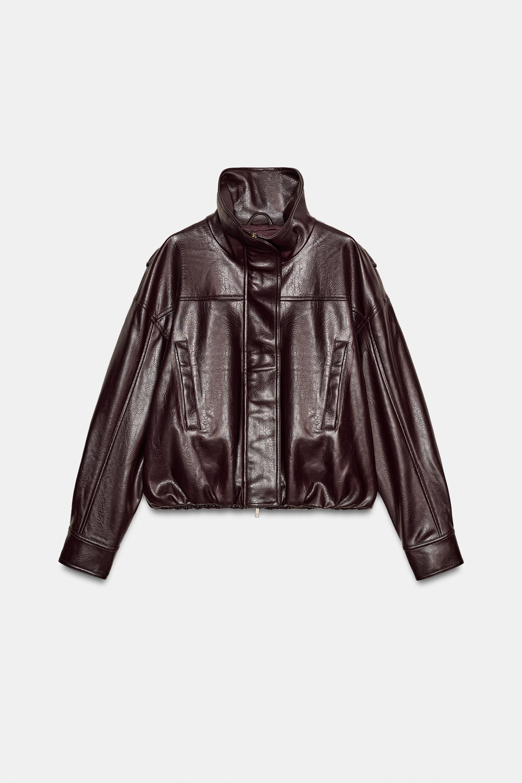 LEATHER EFFECT JACKET WITH PLEATS | Zara FR