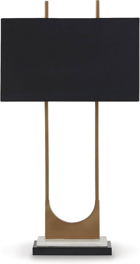Signature Design by Ashley Malana 33" Contemporary Metal Table Lamp with Marble Base, Black & Bra... | Amazon (US)