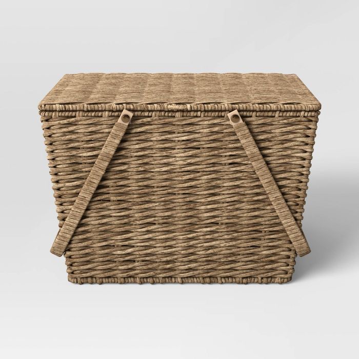 Rectangular Tapered Manmade Rattan Outdoor Picnic Basket with Hinged Top 9" x 14" - Threshold™ ... | Target