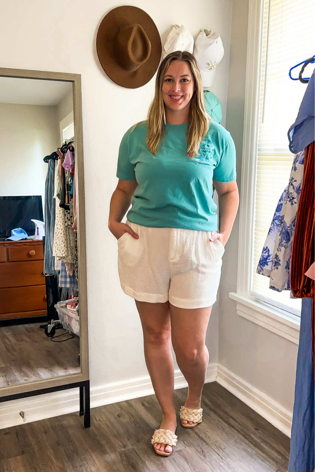 OOTD 6.3.24 - jolly holiday embroidery splash mountain tee (size large, sea foam comfort colors tee), white paper bag shorts from target 3 years ago (size 10, linking similar), pearl studded sandals from target (size 9)

Midsize, midsize outfit, ootd, size 10 outfit, size 12 style, casual style, summer style, effortless outfit, affordable outfit, every day style, Disney outfit, LTK Disney, small business finds 

#LTKMidsize #LTKSeasonal #LTKStyleTip