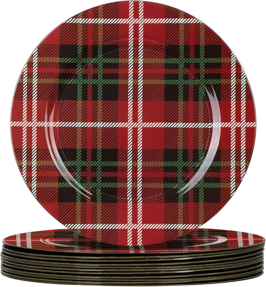 MAONAME Red Charger Plates Set of 12, 13 Inch Plastic Charger for Dinner Plates, Christmas Plate ... | Amazon (US)