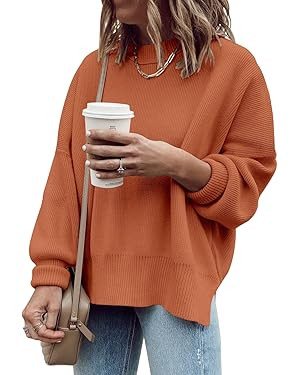 Imily Bela Womens Oversized Tunic Sweaters Fall Slouchy Long Sleeve Ribbed Knit Side Slit Pullove... | Amazon (US)