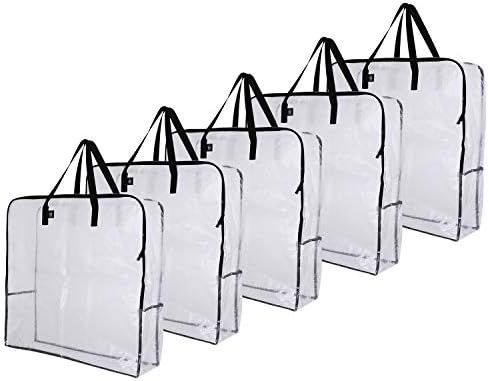 VENO 5 Pack Over-Sized Clear Organizer Storage Bag W/ Strong Handles and Zippers for College, Mov... | Amazon (US)