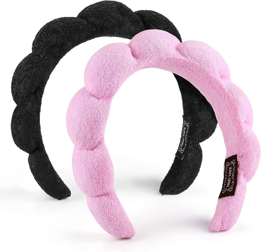 Spa Headbands for Washing Face or Facial, Set of 2 Skincare Headbands, Terry Cloth Headband Pink ... | Amazon (US)