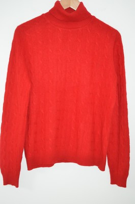 Charter Club Red 100% Cashmere Cable Knit Turtleneck Sweater Size M  | eBay | eBay UK