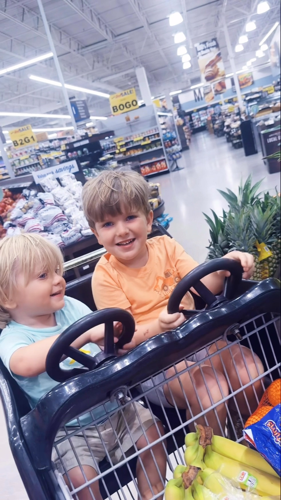 And ended our evening with a grocery store run 🛒 for the week and saw another (!!) stunning rainbow 🌈 over the sky!!! 😍  These #brotherbesties LIVE for riding their race car 🏎️ hehe!! ☺️ What a sweet Sunday it’s been!! 🥰