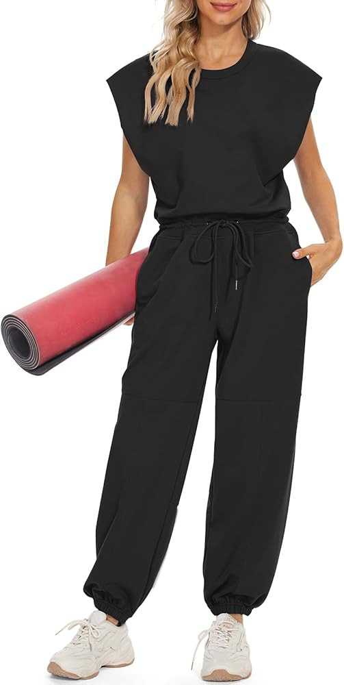 TARSE Overalls for Women Sleeveless Open Back 2023 Casual Lounge Jumpsuit Comfy Romper with Pocke... | Amazon (US)