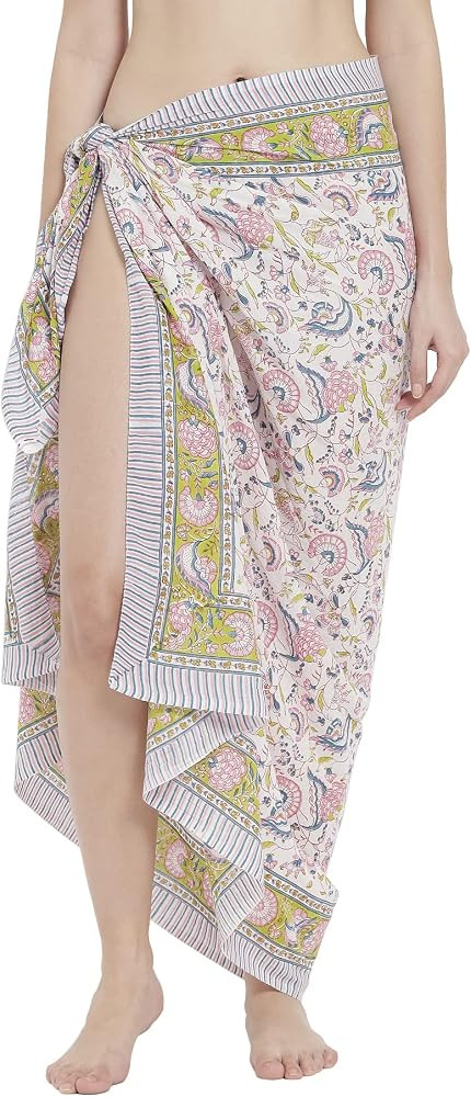 parihan Swimsuit Beach Sarong Cover Ups for Swimwear Women-Hand Print Wrap Skirt | Amazon (US)