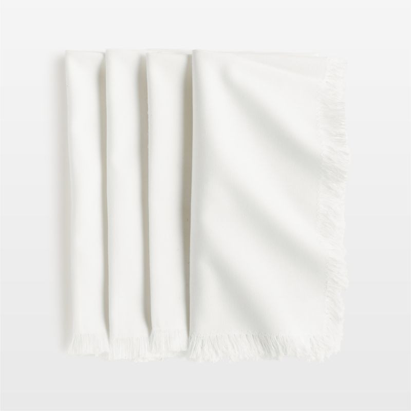 Craft Crisp White Organic Cotton Fringe Napkins, Set of 4 + Reviews | Crate & Barrel | Crate & Barrel