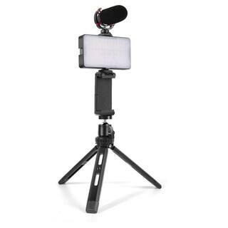 Vlogging Kit for iPhone Android with Full Size Tripod LED Light Shotgun Microphone for YouTube TikTok | The Home Depot
