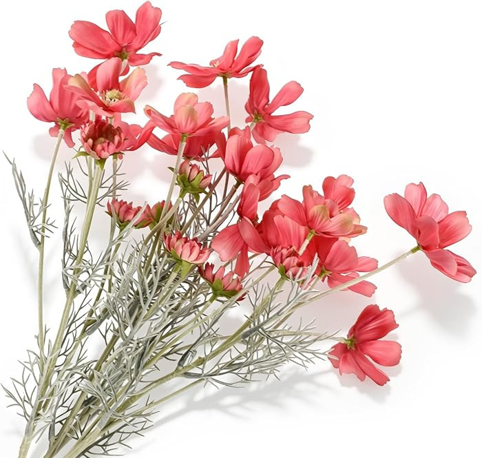 4PCS Deep Powder Artificial Cosmos Flowers Long Stem Wedding Decor | Amazon (US)