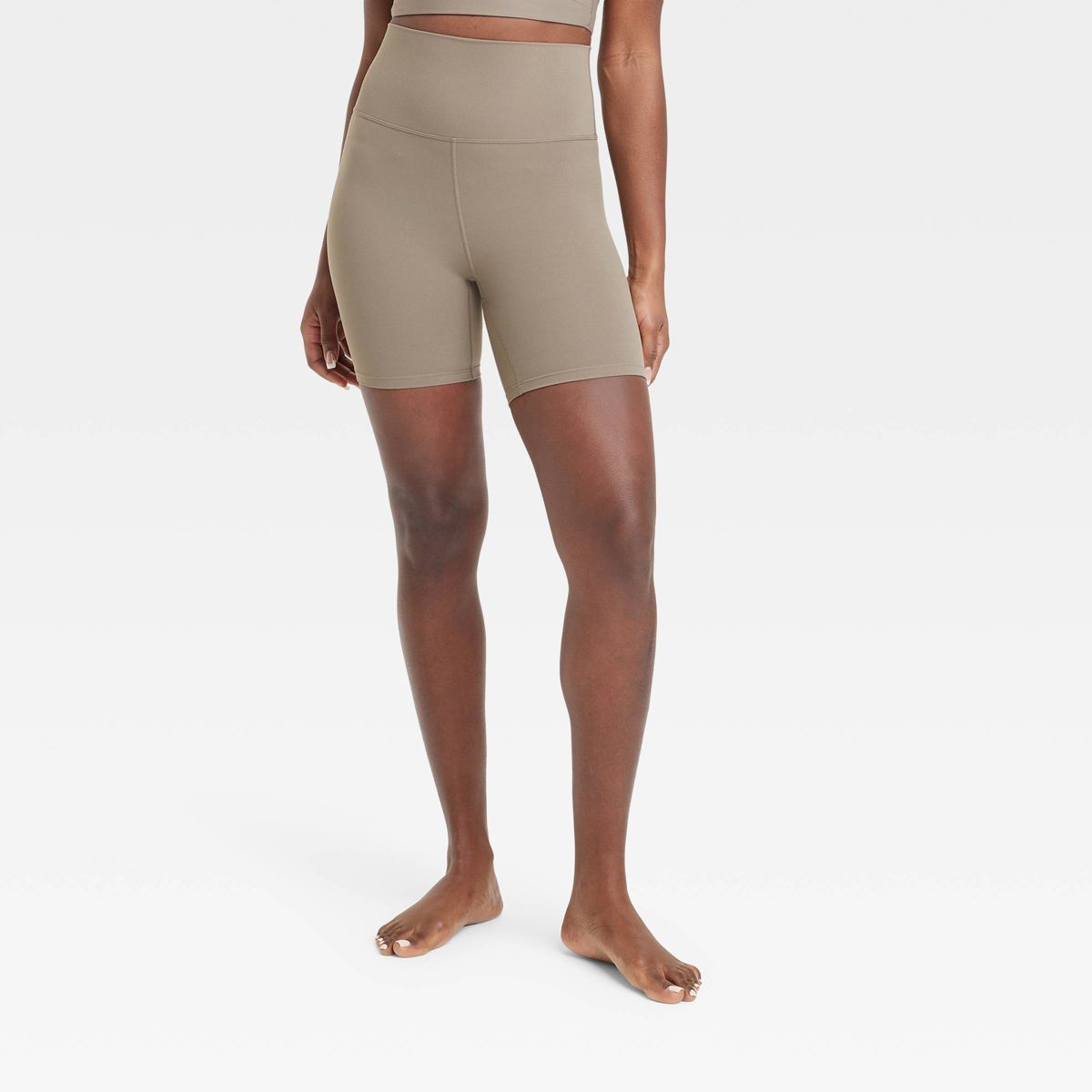 Women's Everyday Soft Ultra High-Rise Bike Shorts 6" - All In Motion™ Taupe S | Target