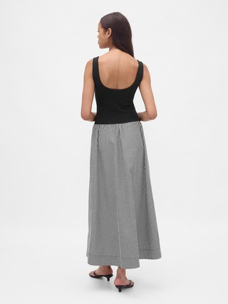 Mixed Media Drop-Waist Maxi Dress | Gap (US)