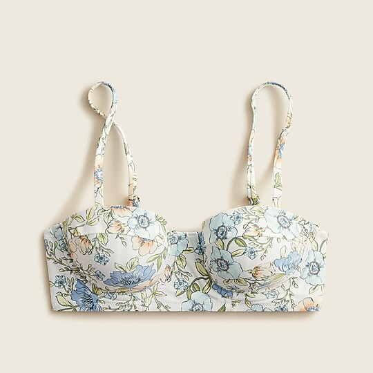 Strappy underwire bikini top in floral vines | J. Crew US
