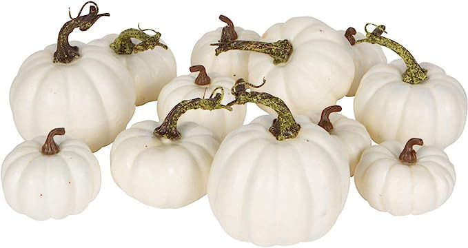 One Holiday Way Artificial White Pumpkins Wedding Decor Halloween Fall Table Decoration, 12 Piece... | Amazon (US)