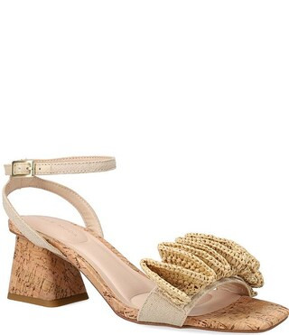 Pelle Moda Tiann Linen Ruffle Cork Block Heel Sandals | Dillard's | Dillard's